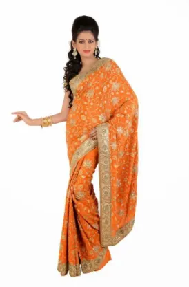 Picture of indian designer black zariborder bollywood style sari ,