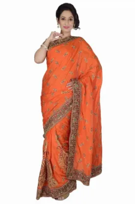 Picture of indian designer bollywood style brown zari work sari si