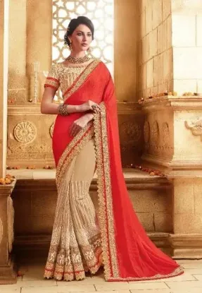 Picture of indian designer pink embroidered bollywood style sari ,