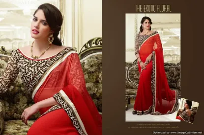 Picture of indian designer pink zari work bollywood style sari ra,