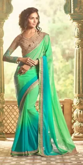 Picture of indian designer saree bollywood party wear ethnic paki,