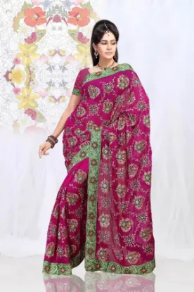 Picture of indian designer sari beautiful party ware fancy georget