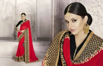 Picture of indian designer sari bollywood ethnic wedding wear mul,