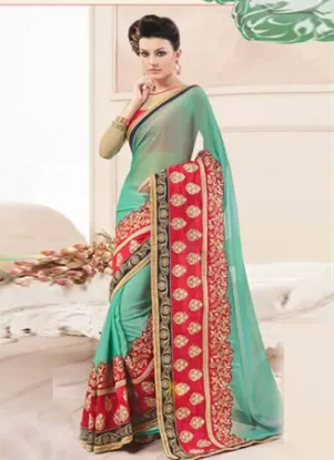 Picture of indian designer sari bollywood style ethnic party wear,