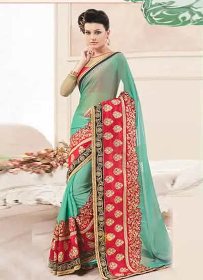 Picture of indian designer sari bollywood style ethnic party wear,