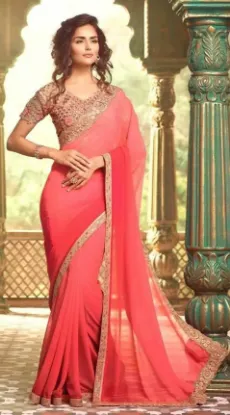 Picture of indian designer sari bollywood style red party wear et,