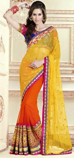 Picture of indian designer sari ethnic wedding wear fancy boder wo