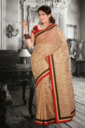 Picture of indian designer sari fancy border work ethnic culture ,