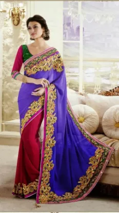 Picture of indian designer sari gamthi work designer ethnic saree 