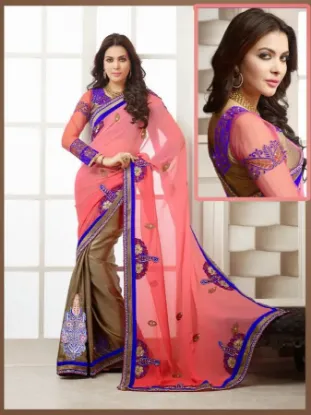 Picture of indian designer sari green silk jacquard beautiful for,