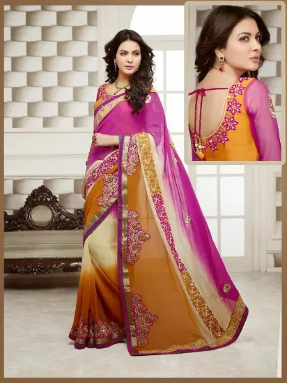 Picture of indian designer sari green silk jacquard traditional w,