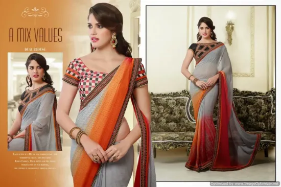 Picture of indian designer sari heavy work partyware ethnic cultu,