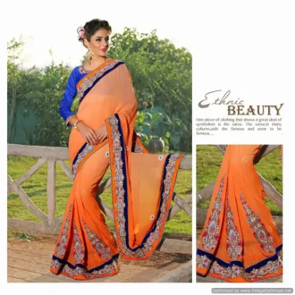 Picture of indian designer sari heavy work partyware ethnic cultur