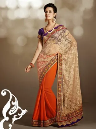 Picture of indian designer sari laycra work beautiful ethnic sare,