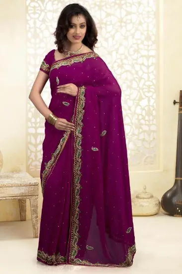 Picture of indian designer sari laycra work beautiful ethnic saree