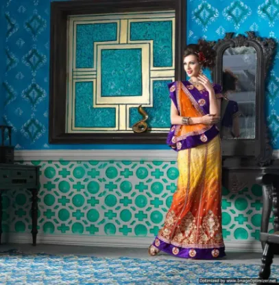 Picture of indian designer sari magenta designer partyware fancy ,