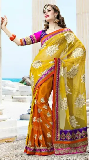 Picture of indian designer sari multy colour designer ethnic part,