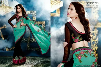 Picture of indian designer sari multy colour designer ethnic party