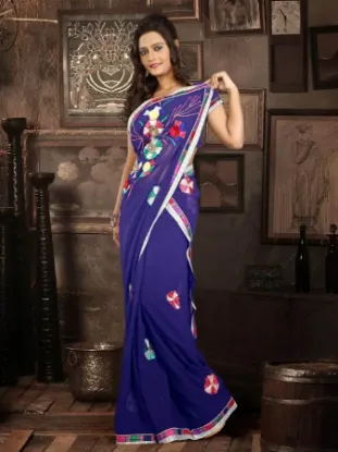 Picture of indian designer sari partyware ethnic saree blue ,e1311