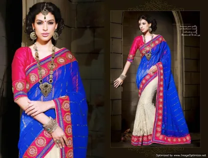 Picture of indian designer sari pink pure silk designer partyware 