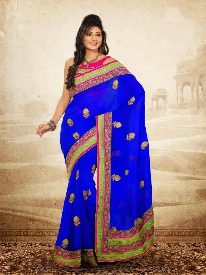 Picture of indian designer sari wedding ware border work saree ,e1