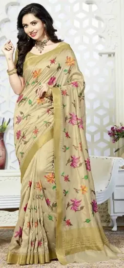 Picture of indian designer yellow zari border bollywood sari geor,