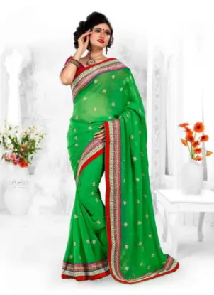 Picture of indian eligent poly cotton saree traditional party wear