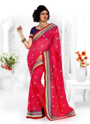 Picture of indian embellish poly cotton saree maroon women party w