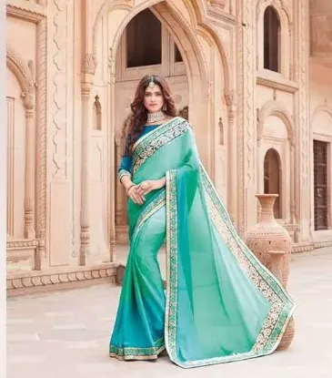 Picture of indian ethnic awesome party wear unstiched wedding sar,