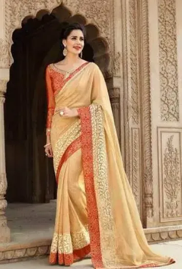 Picture of indian ethnic awesome party wear unstiched wedding sare