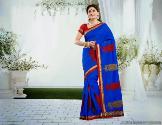 Picture of indian ethnic blue saree embroidery wedding designer w,