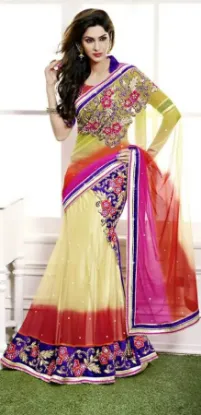 Picture of indian ethnic casual saree blouse design saree fashion,