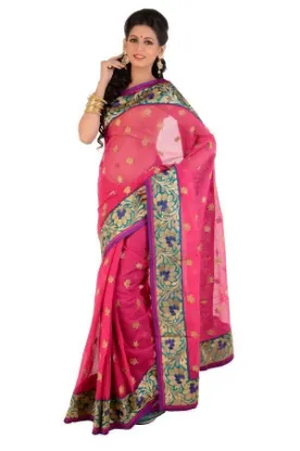 Picture of indian ethnic handmade beige saree silk blend floral pr