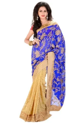 Picture of indian ethnic handmade saree pure silk beige floral pri