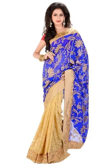 Picture of indian ethnic handmade saree pure silk beige floral pri