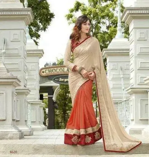 Picture of indian ethnic handmade saree pure silk beige floral pri