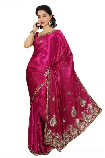 Picture of indian ethnic handmade saree pure silk floral printed y