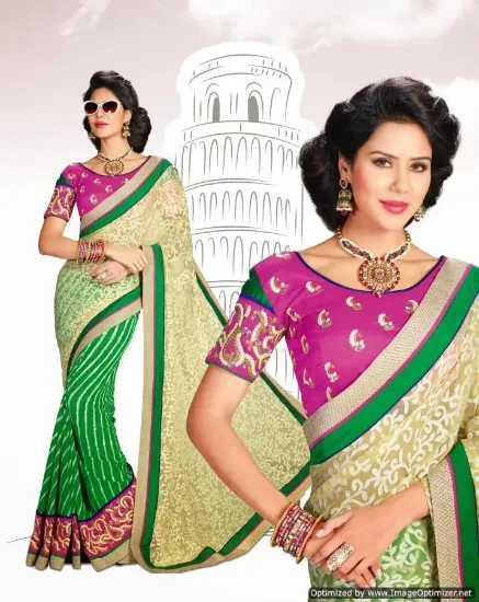 Picture of indian ethnic handmade saree pure silk multicolor strip