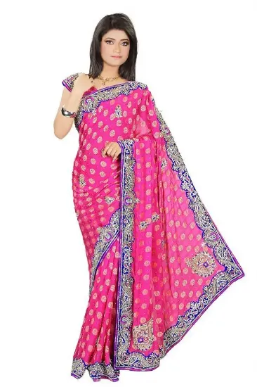 Picture of indian ethnic handmade saree pure silk paisley printed 