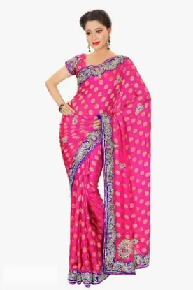 Picture of indian ethnic handmade sari pure silk floral printed be