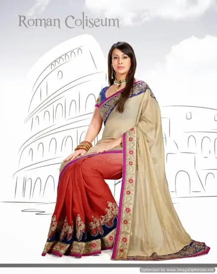 Picture of indian ethnic wedding party wear saree designer sari w,