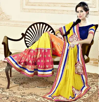 Picture of indian ethnic yellow saree pure silk paisley printed vi