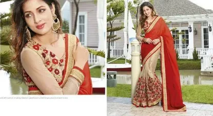 Picture of indian fancy handloom heavy silk saree modest maxi gown