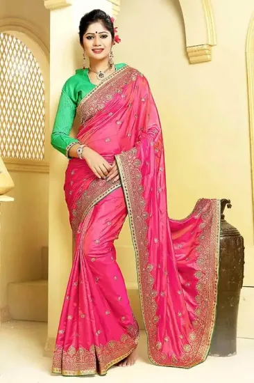 Picture of indian fancy work uppada silk grand pallu silk saree d,