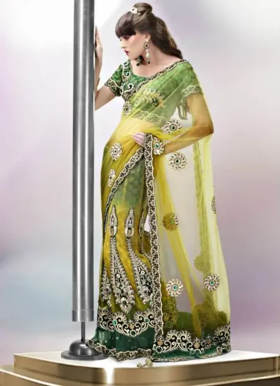 Picture of indian fancy work uppada silk grand pallu silk saree do