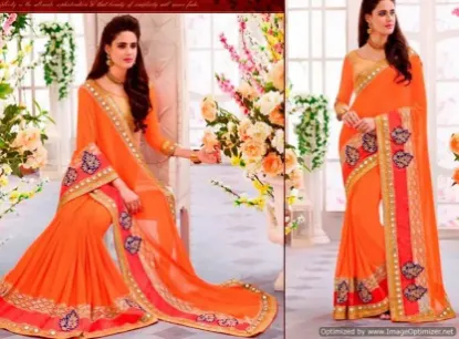 Picture of indian fashion royal looking sarees wedding party wear,