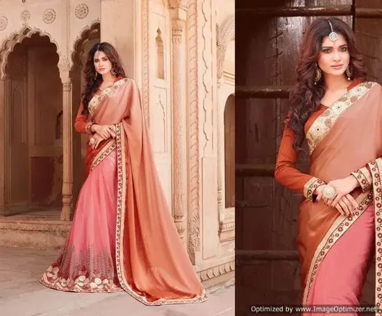 Picture of indian georgette ethnic sari designer heavy border wed,