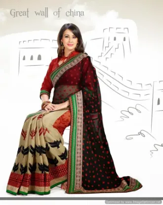 Picture of indian grey designer bollywood style embroidered sari ,