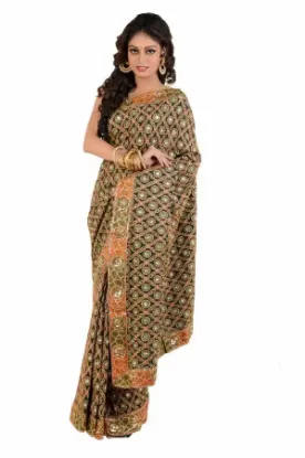 Picture of indian handmade animal printed 100% silk saree batik pr