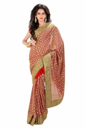 Picture of indian handmade craft pure silk saree beige floral prin